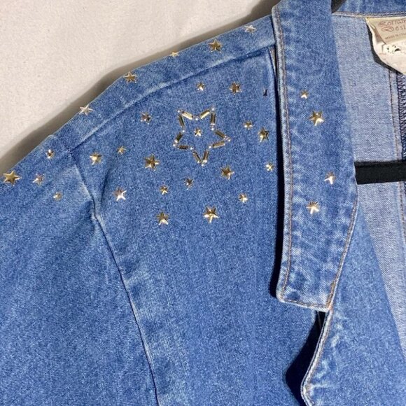 Vintage Lorraine’s Designs 80s 90s Oversized Bedazzled Denim Jean Jacket S - Picture 9 of 11